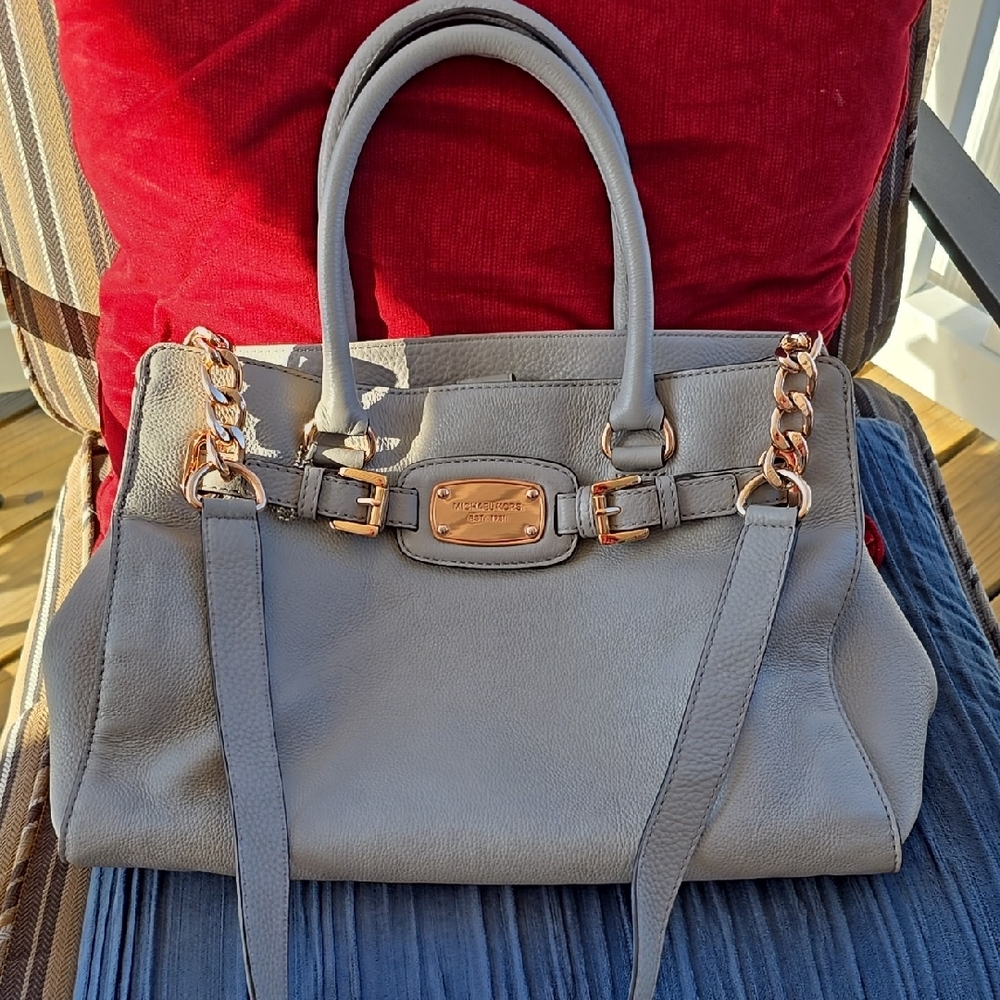 Michael Kors Gray Satchel with Gold Hardware